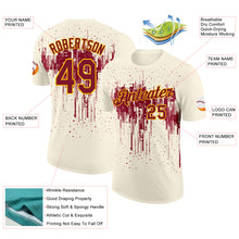 Laden Sie das Bild in den Galerie-Viewer, Custom Cream Crimson-Yellow Dripping Splatter Paint Performance T-Shirt
