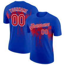 Load image into Gallery viewer, Custom Thunder Blue Red-White Dripping Splatter Paint Performance T-Shirt
