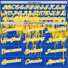 Load image into Gallery viewer, Custom Thunder Blue Yellow-White Dripping Splatter Paint Performance T-Shirt
