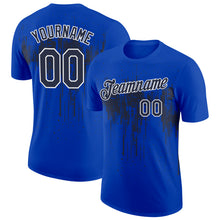 Load image into Gallery viewer, Custom Thunder Blue Navy-White Dripping Splatter Paint Performance T-Shirt
