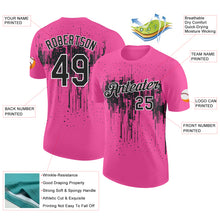 Load image into Gallery viewer, Custom Pink Black-White Dripping Splatter Paint Performance T-Shirt
