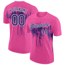 Load image into Gallery viewer, Custom Pink Purple-White Dripping Splatter Paint Performance T-Shirt
