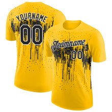 Laden Sie das Bild in den Galerie-Viewer, Custom Yellow Black-White Dripping Splatter Paint Performance T-Shirt
