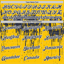 Charger l'image dans la galerie, Custom Yellow Navy-White Dripping Splatter Paint Performance T-Shirt
