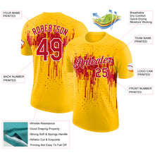 Laden Sie das Bild in den Galerie-Viewer, Custom Yellow Red-White Dripping Splatter Paint Performance T-Shirt
