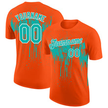 Load image into Gallery viewer, Custom Orange Aqua-White Dripping Splatter Paint Performance T-Shirt
