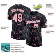 Laden Sie das Bild in den Galerie-Viewer, Custom Black Medium Pink Gray-White Abstract Network Crackle Performance T-Shirt
