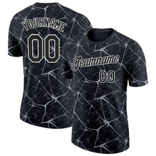 Загрузить изображение в средство просмотра галереи, Custom Black Gray-White Abstract Network Crackle Performance T-Shirt
