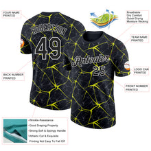 Загрузить изображение в средство просмотра галереи, Custom Black Neon Yellow Gray-White Abstract Network Crackle Performance T-Shirt
