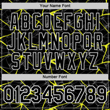 Загрузить изображение в средство просмотра галереи, Custom Black Neon Yellow Gray-White Abstract Network Crackle Performance T-Shirt
