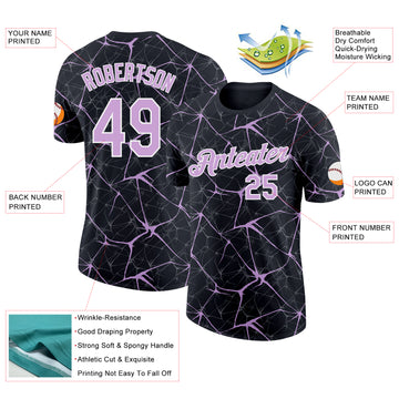 Custom Black Light Purple Gray-White Abstract Network Crackle Performance T-Shirt
