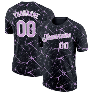Custom Black Light Purple Gray-White Abstract Network Crackle Performance T-Shirt