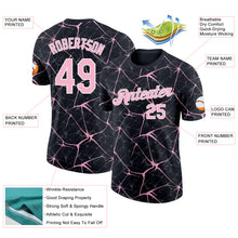 Load image into Gallery viewer, Custom Black Light Pink Gray-White Abstract Network Crackle Performance T-Shirt
