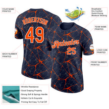 Charger l'image dans la galerie, Custom Navy Orange Gray-White Abstract Network Crackle Performance T-Shirt
