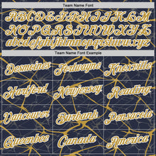Загрузить изображение в средство просмотра галереи, Custom Navy Old Gold Gray-White Abstract Network Crackle Performance T-Shirt
