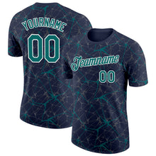 Загрузить изображение в средство просмотра галереи, Custom Navy Teal Gray-White Abstract Network Crackle Performance T-Shirt

