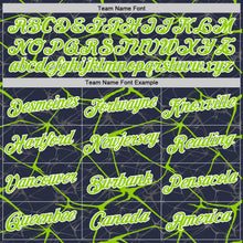Load image into Gallery viewer, Custom Navy Neon Green Gray-White Abstract Network Crackle Performance T-Shirt
