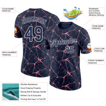 Load image into Gallery viewer, Custom Navy Medium Pink Gray-White Abstract Network Crackle Performance T-Shirt
