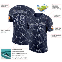 Charger l'image dans la galerie, Custom Navy Silver Gray-White Abstract Network Crackle Performance T-Shirt
