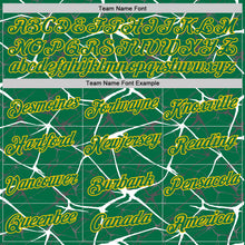 Charger l'image dans la galerie, Custom Kelly Green White Gray-Yellow Abstract Network Crackle Performance T-Shirt
