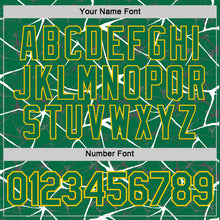 Charger l'image dans la galerie, Custom Kelly Green White Gray-Yellow Abstract Network Crackle Performance T-Shirt
