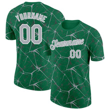 Загрузить изображение в средство просмотра галереи, Custom Kelly Green Gray-White Abstract Network Crackle Performance T-Shirt
