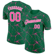 Charger l'image dans la galerie, Custom Kelly Green Pink Gray-White Abstract Network Crackle Performance T-Shirt
