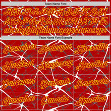 Laden Sie das Bild in den Galerie-Viewer, Custom Red White Gray-Yellow Abstract Network Crackle Performance T-Shirt
