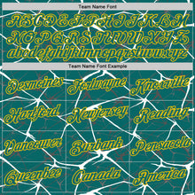Laden Sie das Bild in den Galerie-Viewer, Custom Teal White Gray-Yellow Abstract Network Crackle Performance T-Shirt
