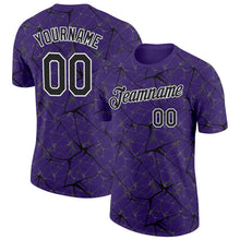 Load image into Gallery viewer, Custom Purple Black Gray-White Abstract Network Crackle Performance T-Shirt
