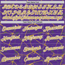 Load image into Gallery viewer, Custom Purple Old Gold Gray-White Abstract Network Crackle Performance T-Shirt
