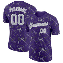 Загрузить изображение в средство просмотра галереи, Custom Purple Gray-White Abstract Network Crackle Performance T-Shirt
