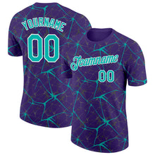 Load image into Gallery viewer, Custom Purple Aqua Gray-White Abstract Network Crackle Performance T-Shirt
