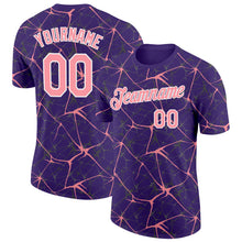 Charger l'image dans la galerie, Custom Purple Medium Pink Gray-White Abstract Network Crackle Performance T-Shirt
