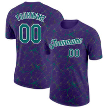 Load image into Gallery viewer, Custom Purple Teal Gray-White Abstract Network Crackle Performance T-Shirt
