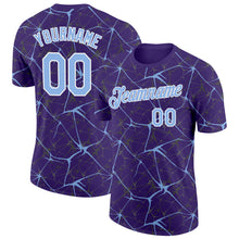 Load image into Gallery viewer, Custom Purple Light Blue Gray-White Abstract Network Crackle Performance T-Shirt
