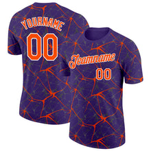 Laden Sie das Bild in den Galerie-Viewer, Custom Purple Orange Gray-White Abstract Network Crackle Performance T-Shirt
