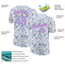 Charger l'image dans la galerie, Custom White Light Blue Gray-Pink Abstract Network Crackle Performance T-Shirt
