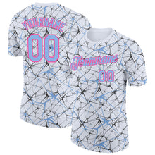 Charger l'image dans la galerie, Custom White Light Blue Gray-Pink Abstract Network Crackle Performance T-Shirt
