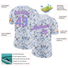 Charger l'image dans la galerie, Custom White Powder Blue Gray-Pink Abstract Network Crackle Performance T-Shirt
