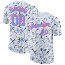 Charger l'image dans la galerie, Custom White Powder Blue Gray-Pink Abstract Network Crackle Performance T-Shirt
