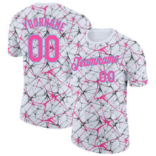 Charger l'image dans la galerie, Custom White Pink Gray-Light Blue Abstract Network Crackle Performance T-Shirt
