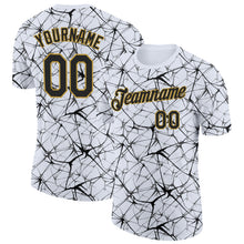 Загрузить изображение в средство просмотра галереи, Custom White Black Gray-Old Gold Abstract Network Crackle Performance T-Shirt
