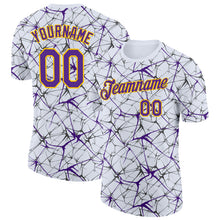 Charger l'image dans la galerie, Custom White Purple Gray-Yellow Abstract Network Crackle Performance T-Shirt
