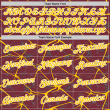 Загрузить изображение в средство просмотра галереи, Custom Burgundy Yellow Gray-White Abstract Network Crackle Performance T-Shirt
