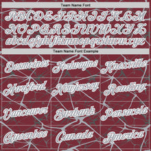 Laden Sie das Bild in den Galerie-Viewer, Custom Burgundy Gray-White Abstract Network Crackle Performance T-Shirt
