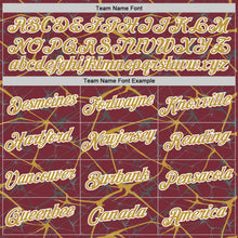 Charger l'image dans la galerie, Custom Burgundy Old Gold Gray-White Abstract Network Crackle Performance T-Shirt
