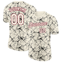Load image into Gallery viewer, Custom Cream Black Gray-Crimson Abstract Network Crackle Performance T-Shirt
