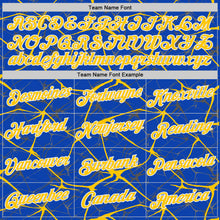 Laden Sie das Bild in den Galerie-Viewer, Custom Thunder Blue Yellow Gray-White Abstract Network Crackle Performance T-Shirt
