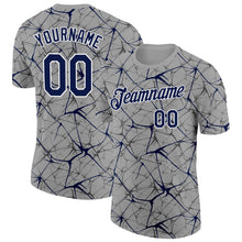 Load image into Gallery viewer, Custom Gray Navy-White Abstract Network Crackle Performance T-Shirt
